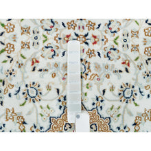 Load image into Gallery viewer, 2&#39;8&quot;x13&#39; Powder White, Hand Knotted, Nain With Center Medallion Flower Design, 250 Kpsi, Organic Wool, Runner Oriental Rug FWR540168