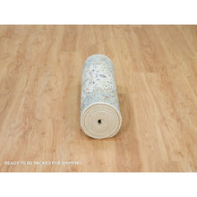 Load image into Gallery viewer, 2&#39;8&quot;x13&#39; Powder White, Hand Knotted, Nain With Center Medallion Flower Design, 250 Kpsi, Organic Wool, Runner Oriental Rug FWR540168