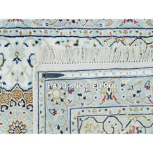Load image into Gallery viewer, 2&#39;8&quot;x13&#39; Powder White, Hand Knotted, Nain With Center Medallion Flower Design, 250 Kpsi, Organic Wool, Runner Oriental Rug FWR540168