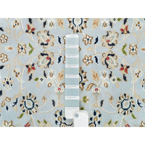 2'9"x8'4" Beau Blue, 250 Kpsi, Extra Soft Wool, Hand Knotted, Nain With Center Medallion Flower Design, Runner Oriental Rug FWR540180