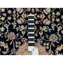 Load image into Gallery viewer, 2&#39;8&quot;x15&#39;10&quot; Midnight Blue, Nain With Center Medallion Flower Design, 250 Kpsi, Organic Wool, Hand Knotted, Xl Runner Oriental Rug FWR540204
