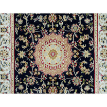 Load image into Gallery viewer, 2&#39;8&quot;x15&#39;10&quot; Midnight Blue, Nain With Center Medallion Flower Design, 250 Kpsi, Organic Wool, Hand Knotted, Xl Runner Oriental Rug FWR540204