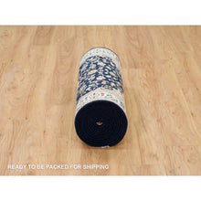 Load image into Gallery viewer, 2&#39;8&quot;x15&#39;10&quot; Midnight Blue, Nain With Center Medallion Flower Design, 250 Kpsi, Organic Wool, Hand Knotted, Xl Runner Oriental Rug FWR540204