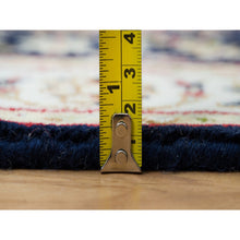 Load image into Gallery viewer, 2&#39;8&quot;x15&#39;10&quot; Midnight Blue, Nain With Center Medallion Flower Design, 250 Kpsi, Organic Wool, Hand Knotted, Xl Runner Oriental Rug FWR540204