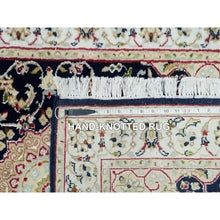 Load image into Gallery viewer, 2&#39;8&quot;x15&#39;10&quot; Midnight Blue, Nain With Center Medallion Flower Design, 250 Kpsi, Organic Wool, Hand Knotted, Xl Runner Oriental Rug FWR540204