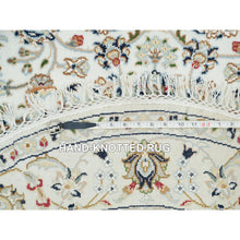 Load image into Gallery viewer, 3&#39;9&quot;x3&#39;9&quot; Powder White, Nain With All Over Flower Design, 250 Kpsi, 100% Wool, Hand Knotted, Round Oriental Rug FWR540222