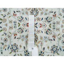 Load image into Gallery viewer, 2&#39;6&quot;x8&#39;2&quot; Powder White, Hand Knotted, Nain With Center Medallion Flower Design, 250 Kpsi, Organic Wool, Runner Oriental Rug FWR540240