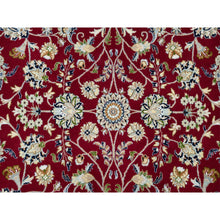 Load image into Gallery viewer, 9&#39;8&quot;x9&#39;8&quot; Burgundy Red, Soft Wool, Hand Knotted, Nain With All Over Flower Design, 250 Kpsi, Round Oriental Rug FWR540300