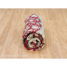 Load image into Gallery viewer, 9&#39;8&quot;x9&#39;8&quot; Burgundy Red, Soft Wool, Hand Knotted, Nain with All Over Flower Design, 250 KPSI, Round Oriental Rug FWR540300