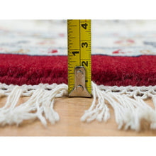 Load image into Gallery viewer, 9&#39;8&quot;x9&#39;8&quot; Burgundy Red, Soft Wool, Hand Knotted, Nain with All Over Flower Design, 250 KPSI, Round Oriental Rug FWR540300