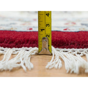 9'8"x9'8" Burgundy Red, Soft Wool, Hand Knotted, Nain with All Over Flower Design, 250 KPSI, Round Oriental Rug FWR540300
