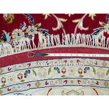 Load image into Gallery viewer, 9&#39;8&quot;x9&#39;8&quot; Burgundy Red, Soft Wool, Hand Knotted, Nain with All Over Flower Design, 250 KPSI, Round Oriental Rug FWR540300