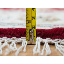 Load image into Gallery viewer, 6&#39;x6&#39; Burgundy Red, 250 KPSI, Organic Wool, Hand Knotted, Nain with All Over Flower Design, Round Oriental Rug FWR540312