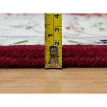 Load image into Gallery viewer, 4&#39;1&quot;x4&#39;1&quot; Burgundy Red, Hand Knotted, Nain with Center Medallion Flower Design, 250 KPSI, Natural Wool, Square Oriental Rug FWR540342