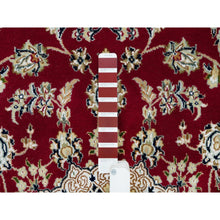 Load image into Gallery viewer, 4&#39;6&quot;x6&#39;10&quot; Burgundy Red, Nain With Center Medallion Flower Design, 250 Kpsi, Soft Wool, Hand Knotted, Oriental Rug FWR540372