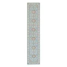 Load image into Gallery viewer, 2&#39;9&quot;x14&#39; Beau Blue, Nain with Center Medallion Flower Design, 250 KPSI, Natural Wool, Hand Knotted, XL Runner Oriental Rug FWR540378