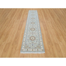 Load image into Gallery viewer, 2&#39;9&quot;x14&#39; Beau Blue, Nain With Center Medallion Flower Design, 250 Kpsi, Natural Wool, Hand Knotted, Xl Runner Oriental Rug FWR540378