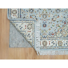 Load image into Gallery viewer, 2&#39;9&quot;x14&#39; Beau Blue, Nain With Center Medallion Flower Design, 250 Kpsi, Natural Wool, Hand Knotted, Xl Runner Oriental Rug FWR540378