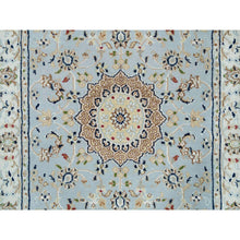 Load image into Gallery viewer, 2&#39;9&quot;x14&#39; Beau Blue, Nain With Center Medallion Flower Design, 250 Kpsi, Natural Wool, Hand Knotted, Xl Runner Oriental Rug FWR540378