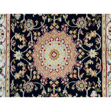 Load image into Gallery viewer, 2&#39;8&quot;x18&#39;5&quot; Midnight Blue, Nain With Center Medallion Flower Design, Pure Wool, Hand Knotted, 250 Kpsi, Xl Runner Oriental Rug FWR540390