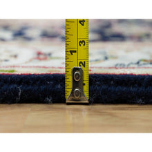 Load image into Gallery viewer, 2&#39;8&quot;x18&#39;5&quot; Midnight Blue, Nain with Center Medallion Flower Design, Pure Wool, Hand Knotted, 250 KPSI, XL Runner Oriental Rug FWR540390