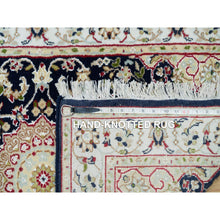 Load image into Gallery viewer, 2&#39;8&quot;x18&#39;5&quot; Midnight Blue, Nain with Center Medallion Flower Design, Pure Wool, Hand Knotted, 250 KPSI, XL Runner Oriental Rug FWR540390