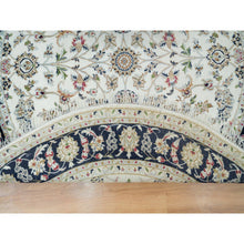 Load image into Gallery viewer, 6&#39;x6&#39; Powder White, Hand Knotted, Nain With All Over Flower Design, 250 Kpsi, Soft Wool, Round Oriental Rug FWR540408