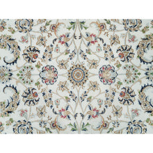 Load image into Gallery viewer, 6&#39;x6&#39; Powder White, Hand Knotted, Nain With All Over Flower Design, 250 Kpsi, Soft Wool, Round Oriental Rug FWR540408