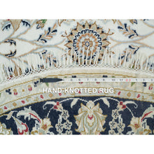 Load image into Gallery viewer, 6&#39;x6&#39; Powder White, Hand Knotted, Nain With All Over Flower Design, 250 Kpsi, Soft Wool, Round Oriental Rug FWR540408