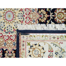 Load image into Gallery viewer, 6&#39;3&quot;x6&#39;3&quot; Midnight Blue, 250 Kpsi, Natural Wool, Hand Knotted, Nain With Center Medallion Flower Design, Square Oriental Rug FWR540414