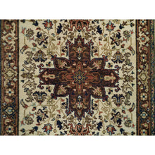 Load image into Gallery viewer, 2&#39;8&quot;x12&#39;3&quot; Cosmic Latte Beige, Vegetable Dyes, Antiqued Heriz Re-creation With Geometric Medallions, Extra Soft Wool, Soft And Lush Pile, Hand Knotted, Runner Oriental Rug FWR540504