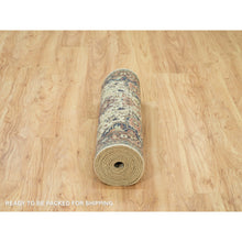 Load image into Gallery viewer, 2&#39;8&quot;x12&#39;3&quot; Chiffon Beige, Antiqued Heriz Re-creation With Geometric Medallions, Vegetable Dyes, Natural Wool, Soft Pile, Hand Knotted Runner Oriental Rug FWR540516