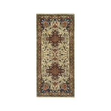 Load image into Gallery viewer, 2&#39;8&quot;x6&#39;1&quot; Egg Shell Beige, Hand Knotted Antiqued Fine Heriz Re-Creation, Natural Dyes, Densely Woven, Soft Pile, Natural Wool, Runner Oriental Rug FWR540570