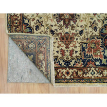 Load image into Gallery viewer, 2&#39;8&quot;x6&#39;1&quot; Egg Shell Beige, Hand Knotted Antiqued Fine Heriz Re-Creation, Natural Dyes, Densely Woven, Soft Pile, Natural Wool, Runner Oriental Rug FWR540570