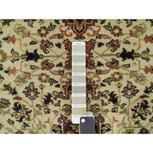 Load image into Gallery viewer, 2&#39;8&quot;x6&#39;1&quot; Egg Shell Beige, Hand Knotted Antiqued Fine Heriz Re-Creation, Natural Dyes, Densely Woven, Soft Pile, Natural Wool, Runner Oriental Rug FWR540570