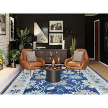 Load image into Gallery viewer, 10&#39;4&quot;x13&#39;6&quot; Bayern Blue, Afghan Oushak with All Over Leaf Design, Supple Collection, Soft and Lush Pile, 100% Wool, Densely Woven, Hand Knotted, Oriental Rug 00 FWR5400