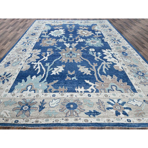 10'4"x13'6" Bayern Blue, Afghan Oushak with All Over Leaf Design, Supple Collection, Soft and Lush Pile, 100% Wool, Densely Woven, Hand Knotted, Oriental Rug 00 FWR5400