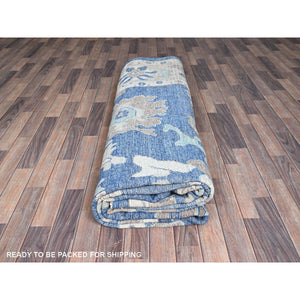 10'4"x13'6" Bayern Blue, Afghan Oushak with All Over Leaf Design, Supple Collection, Soft and Lush Pile, 100% Wool, Densely Woven, Hand Knotted, Oriental Rug 00 FWR5400