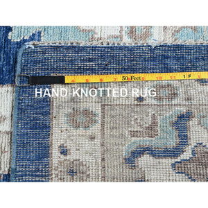 10'4"x13'6" Bayern Blue, Afghan Oushak with All Over Leaf Design, Supple Collection, Soft and Lush Pile, 100% Wool, Densely Woven, Hand Knotted, Oriental Rug 00 FWR5400