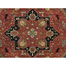Load image into Gallery viewer, 12&#39;x12&#39; Japanese Carmine Red, Soft And Lush, Dense Weave, Hand Knotted, Antiqued Fine Heriz Re-creation, Vegetable Dyes, 100% Wool, Round Oriental Rug FWR540612