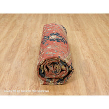 Load image into Gallery viewer, 12&#39;x12&#39; Japanese Carmine Red, Soft And Lush, Dense Weave, Hand Knotted, Antiqued Fine Heriz Re-creation, Vegetable Dyes, 100% Wool, Round Oriental Rug FWR540612