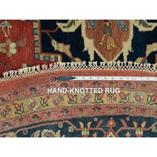 Load image into Gallery viewer, 12&#39;x12&#39; Japanese Carmine Red, Soft And Lush, Dense Weave, Hand Knotted, Antiqued Fine Heriz Re-creation, Vegetable Dyes, 100% Wool, Round Oriental Rug FWR540612