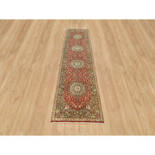 Load image into Gallery viewer, 2&#39;6&quot;x10&#39;1&quot; Upsdell Red, Natural Dyes, Dense Weave, Hand Knotted, Antiqued Tabriz Haji Jalili Design, Organic Wool, Soft And Lush Pile, Runner Oriental Rug FWR540678