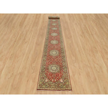 Load image into Gallery viewer, 2&#39;7&quot;x22&#39; Cherry Red, Antiqued Tabriz Haji Jalili Design, Fine Weave, Natural Dyes, All Wool, Plush Pile, Hand Knotted, Xl Runner Oriental Rug FWR540696
