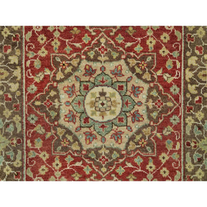 2'7"x22' Cherry Red, Antiqued Tabriz Haji Jalili Design, Fine Weave, Natural Dyes, All Wool, Plush Pile, Hand Knotted, XL Runner Oriental Rug FWR540696