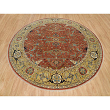 Load image into Gallery viewer, 10&#39;x10&#39; Rust Red, Antiqued Fine Heriz Re-creation, Natural Dyes Dense Weave, Soft Wool Hand Knotted, Round Oriental Rug FWR540702