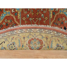 Load image into Gallery viewer, 10&#39;x10&#39; Rust Red, Antiqued Fine Heriz Re-creation, Natural Dyes Dense Weave, Soft Wool Hand Knotted, Round Oriental Rug FWR540702