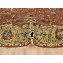 Load image into Gallery viewer, 10&#39;x10&#39; Rust Red, Antiqued Fine Heriz Re-creation, Natural Dyes Dense Weave, Soft Wool Hand Knotted, Round Oriental Rug FWR540702
