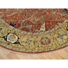 Load image into Gallery viewer, 10&#39;x10&#39; Rust Red, Antiqued Fine Heriz Re-creation, Natural Dyes Dense Weave, Soft Wool Hand Knotted, Round Oriental Rug FWR540702