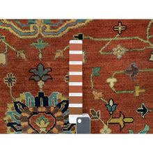 Load image into Gallery viewer, 10&#39;x10&#39; Rust Red, Antiqued Fine Heriz Re-creation, Natural Dyes Dense Weave, Soft Wool Hand Knotted, Round Oriental Rug FWR540702